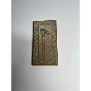 Vintage Arts Arnie Fisk Elephant Print Wooden Plaque 9,5” X 5” See Description